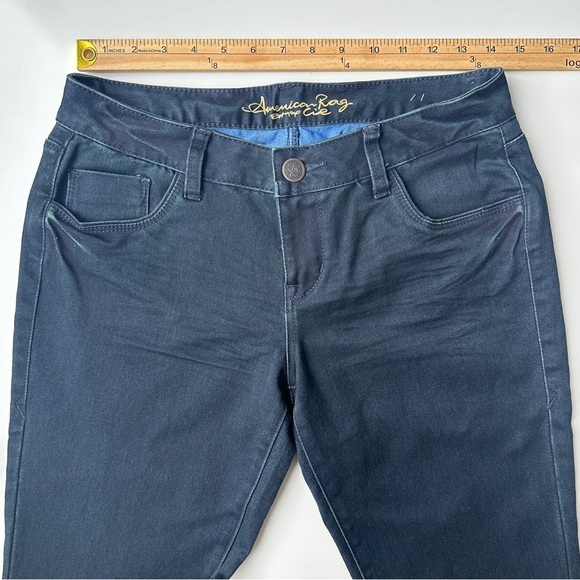 American Rag Cie Dark Blue Green Low Rise Skinny Soft Stretch Jeans Juniors 7R - Picture 9 of 10